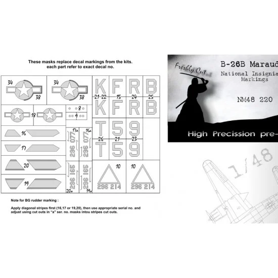 DEAD Design NM48220 1/48 Martin B-26B Marauder Markings Masking for ICM kits