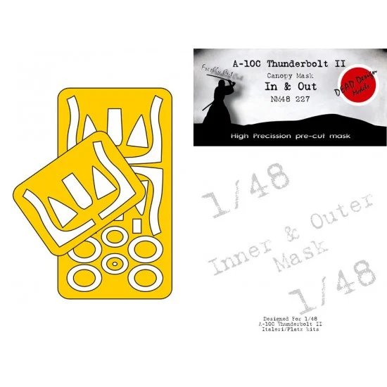 DEAD Design NM48227 1/48 A-10A/C Thunderbolt II In and Out Masking for Italeri kits