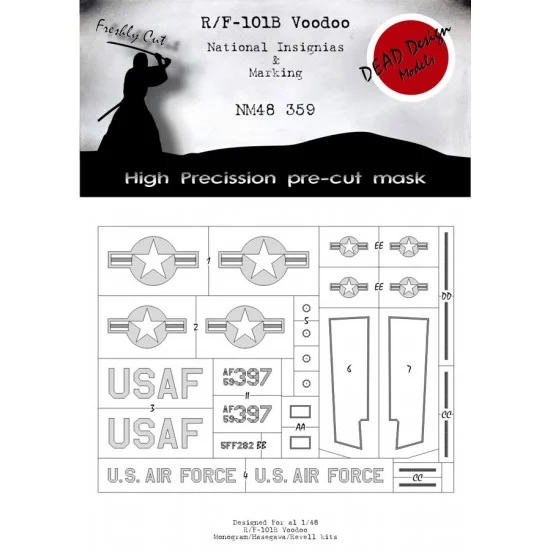 DEAD Design NM48359 1/48 R/F-101B Voodoo National Insignia Signs Masks for Revell kits
