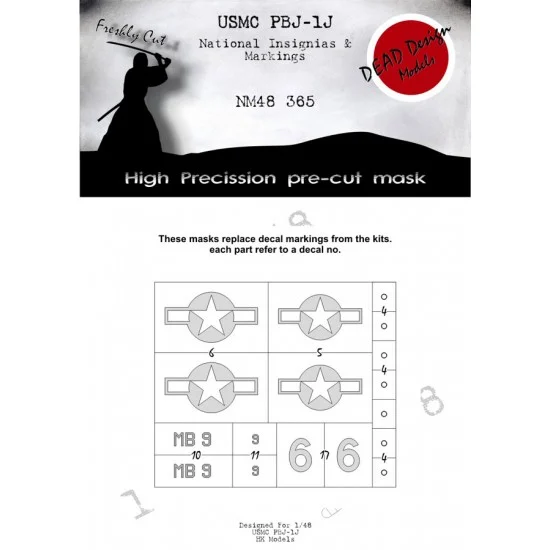 DEAD Design NM48365 1/48 PBJ-1J Mitchelll National Insignias Masks for HK Models kits