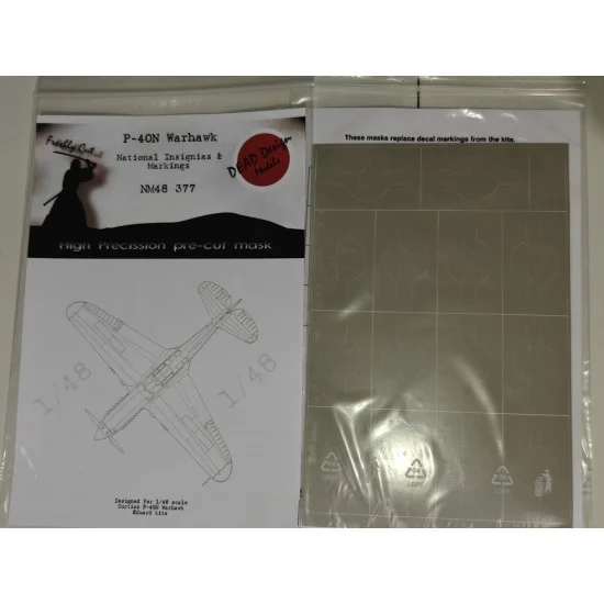 DEAD Design NM48377 1/48 P-40N Warhawk National Insignias Masks for Eduard kits