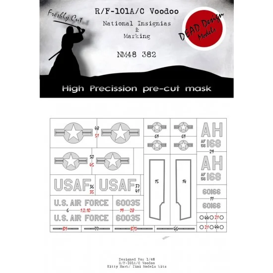 DEAD Design NM48382 1/48 R/F-101A/C National Insignias Mask for Kitty Hawk kits