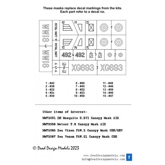DEAD Design NM72068 1/72 de Havilland Sea Venom FAW.21 National Insignias Masking for Cyberhobby kits - Model Planes