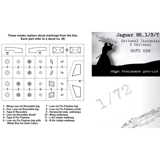 DEAD Design NM72099 1/72 SEPECAT Jaguar GR/T National Insignias Masking for HS/Italeri kits - Model Planes
