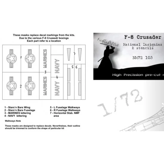 DEAD Design NM72103 1/72 Vought F-8E/J/P Crusader National Insignias Masking for Academy/Italeri kits