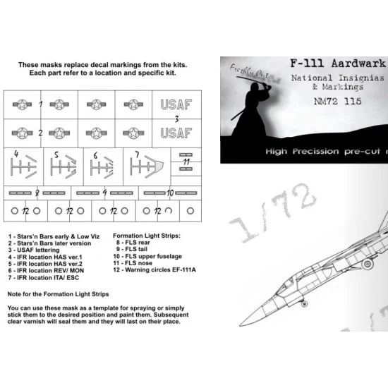 DEAD Design NM72115 1/72 General Dynamics F-111 Aardvark National Insignias Masks for Hasegawa/MONOGRAM
