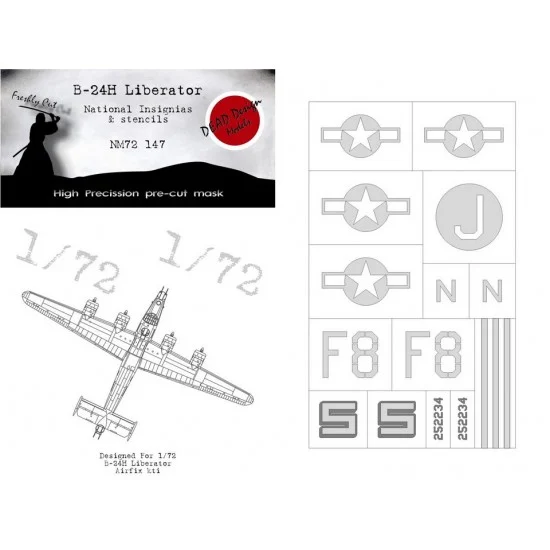 DEAD Design NM72147 1/72 Consolidated B-24H Liberator National Insignias Masking for Airfix kits