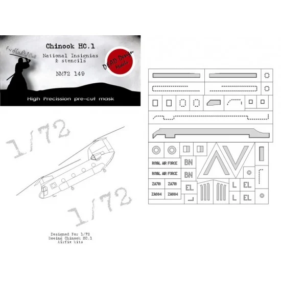 DEAD Design NM72149 1/72 Boeing Chinook HC.1 National Insignias Masking for Airfix kits - Model Planes