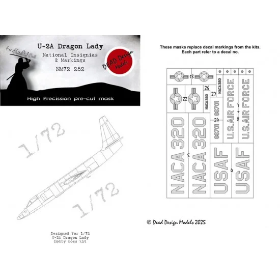 DEAD Design NM72252 1/72 U-2A National Insignias Masks for HobbyBoss kits