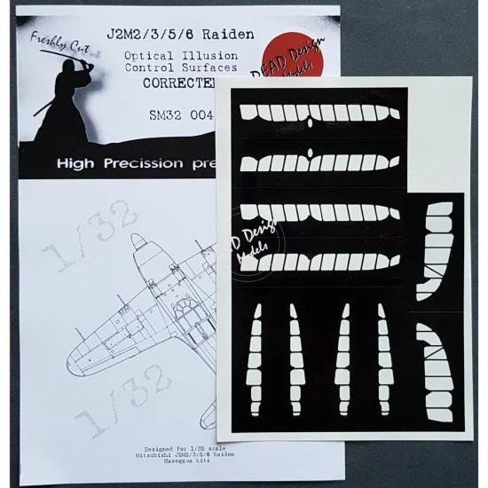 DEAD Design SM32010 1/32 Mitsubishi J2M3 Raiden Control Surfaces Masking for Zoukei Mura - Model Planes