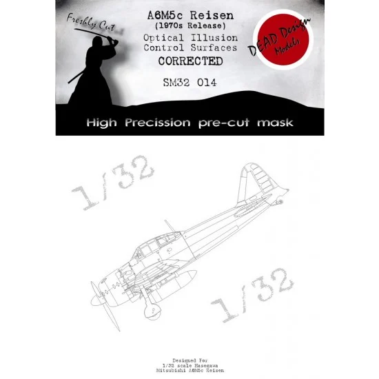 DEAD Design SM32014 1/32 Mitsubishi A6M5c (1980) Control Surfaces Masking for Hasegawa kits - Model Planes