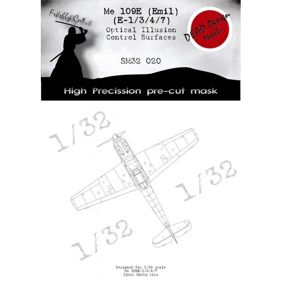 DEAD Design SM32021 1/32 Messerschmitt Bf 109E Control Surfaces Masking for Dragon kits - Model Planes