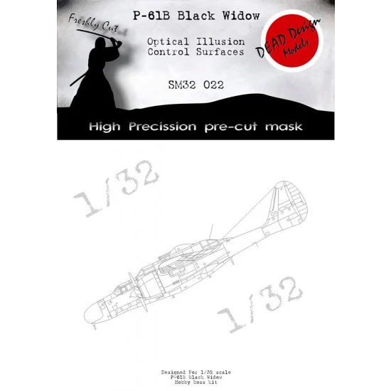 DEAD Design SM32022 1/32 Northrop P-61B Black Widow Control Surfaces Masking for HobbyBoss kits