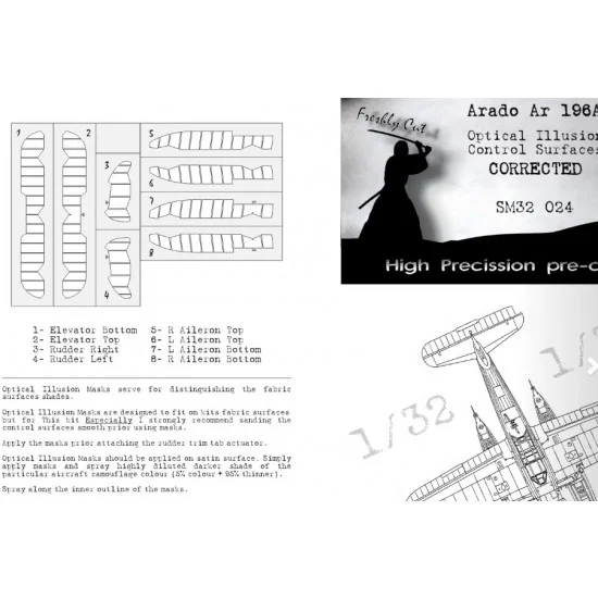 DEAD Design SM32024 1/32 Arado Ar 196 Control Surfaces Masking for Revell kits - Model Planes