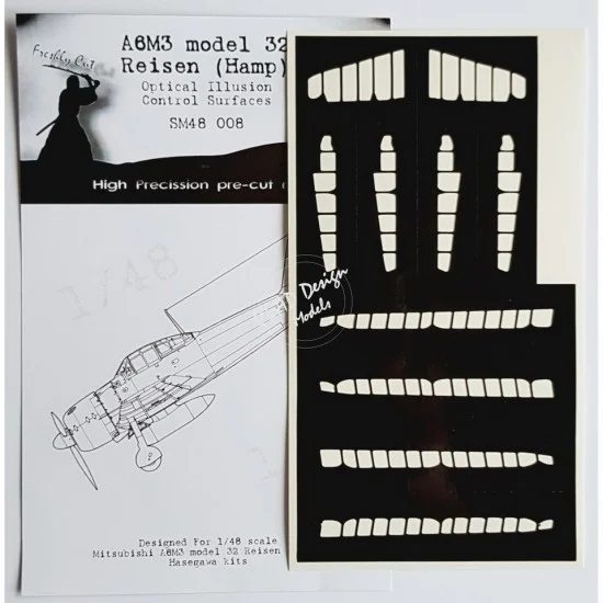 DEAD Design SM48008 1/48 Mitsubishi A6M3 m.32 Reisen Control Surfaces Masking for Hasegawa - Model Planes