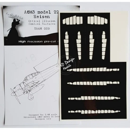 DEAD Design SM48009 1/48 Mitsubishi A6M3 m.22 Reisen Control Surfaces Masking for Hasegawa - Model Planes