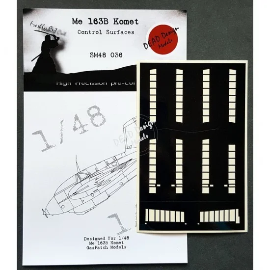 DEAD Design SM48036 1/48 Messerschmitt Me 163B Komet Control Surfaces Masking for GasPatch - Model Planes