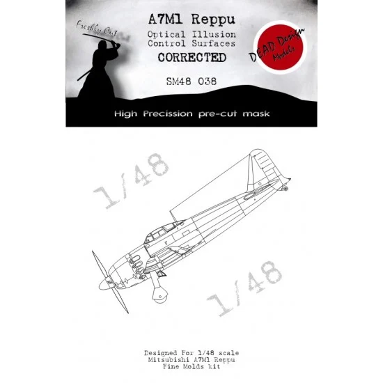 DEAD Design SM48038 1/48 Mitsubishi A7M Reppu Control Surfaces Masking for Fine Molds - Model Planes