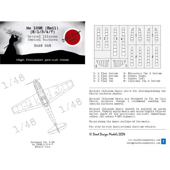 DEAD Design SM48058 1/48 Messerschmitt Bf 109 E Masking for Eduard kits - Model Planes