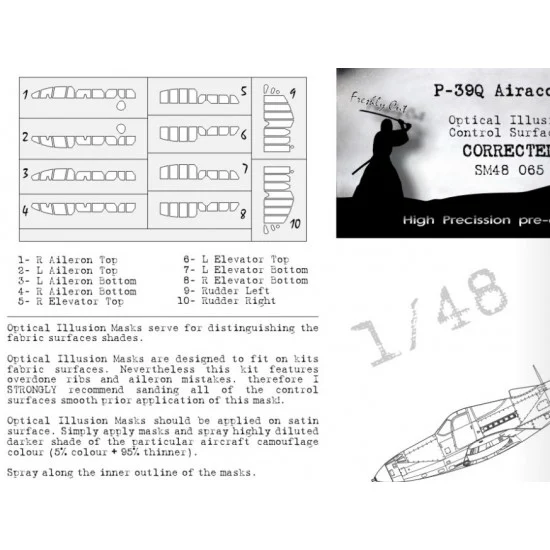 DEAD Design SM48065 1/48 Bell P-39Q Airacobra Control Surfaces Masking for Arma Hobby kits