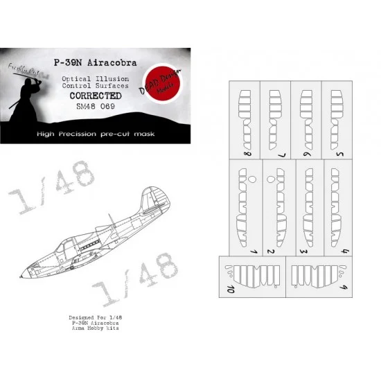 DEAD Design SM48069 1/48 Bell P-39N Airacobra Control Surfaces Masking for Arma Hobby kits
