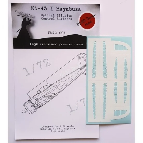 DEAD Design SM72001 1/72 Nakajima Ki-43 I Hayabusa Control Surfaces Masking for Fine Molds