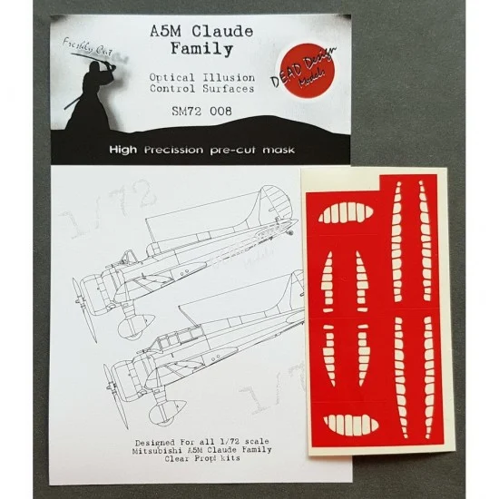 DEAD Design SM72008 1/72 Mitsubishi A5M Claude Control Surfaces Masking for Clear Prop kits - Model Planes