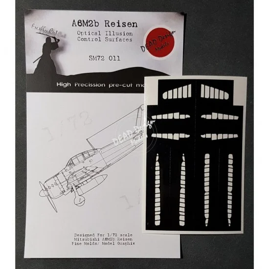 DEAD Design SM72011 1/72 Mitsubishi A6M2b m21 Reisen Control Surfaces Masking for Fine Molds - Model Planes
