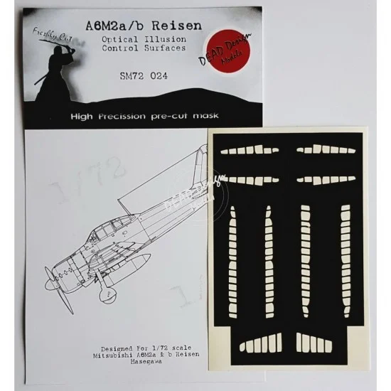 DEAD Design SM72024 1/72 Mitsubishi A6M2b m.21 Reisen Control Surfaces Masking for Hasegawa - Model Planes