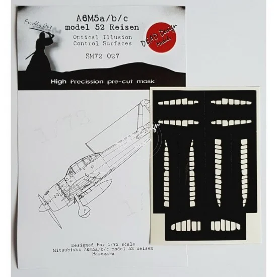 DEAD Design SM72027 1/72 Mitsubishi A6M5 m.52 Reisen Control Surfaces Masking for Hasegawa - Model Planes