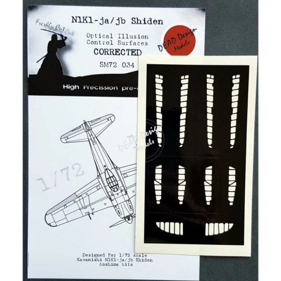 DEAD Design SM72034 1/72 Kawanishi N1K1-J Shiden Control Surfaces Masking for Aoshima kits