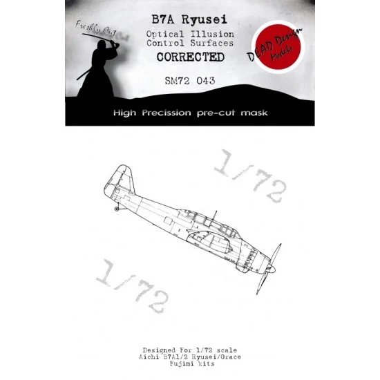DEAD Design SM72043 1/72 Aichi B7A Ryusei Control Surfaces Optical Illusion Masking for Fujimi kits - Model Planes