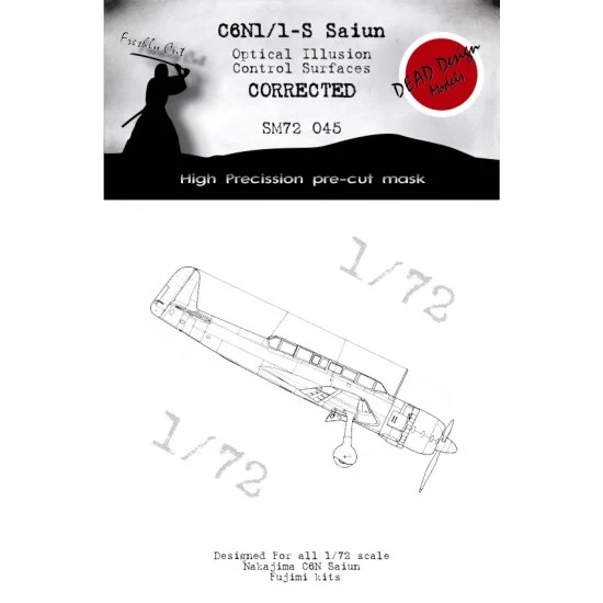 DEAD Design SM72045 1/72 Nakajima C6N Saiun Control Surfaces Masking for Fujimi kits - Model Planes