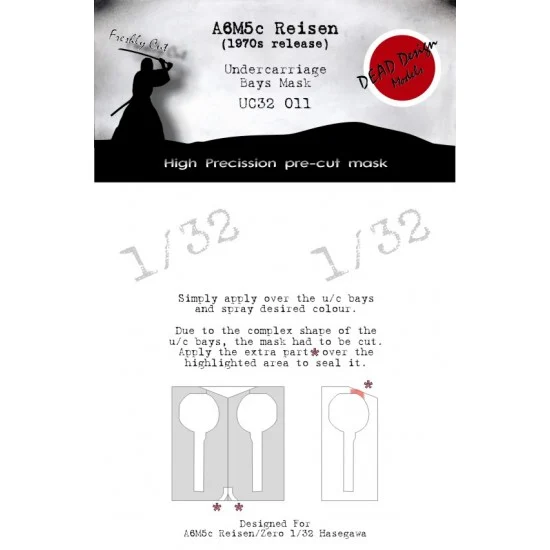 DEAD Design UC32011 1/32 Mitsubishi A6M5c (1980) Undercarriage Bays Masking for Hasegawa kits - Model Planes