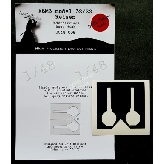DEAD Design UC48008 1/48 Mitsubishi A6M3 model 32/22 Undercarriage Bays Masking for Hasegawa kits - Model Planes