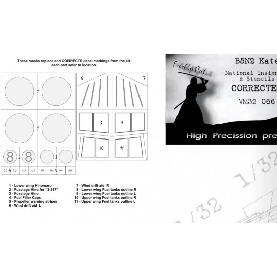 DEAD Design VM32066 1/32 Nakajima B5N2 Kate National Insignias Mask for Infinity Models kits - Model Planes