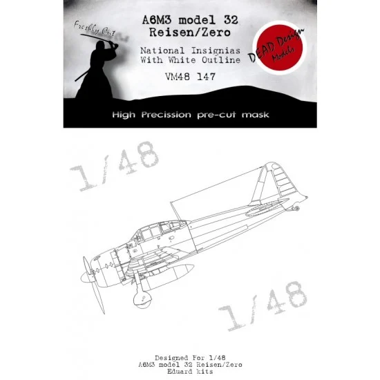 DEAD Design VM48147 1/48 Mitsubishi A6M3 m.32 National Insignias w/White Outline Masking for Eduard - Model Planes