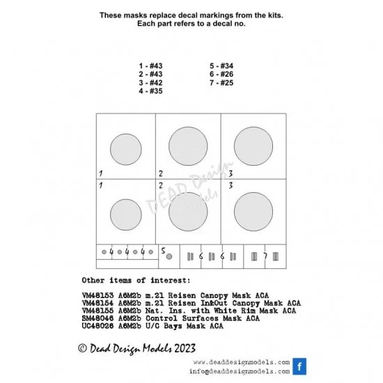 DEAD Design VM48156 1/48 A6M2b National Insignias without white outline Paint Mask for Academy kits - Model Planes