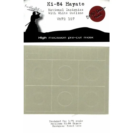 DEAD Design VM72127 1/72 Nakajima Ki-84 Hayate National Insignias Masking w/White Outline for Hasegawa kits