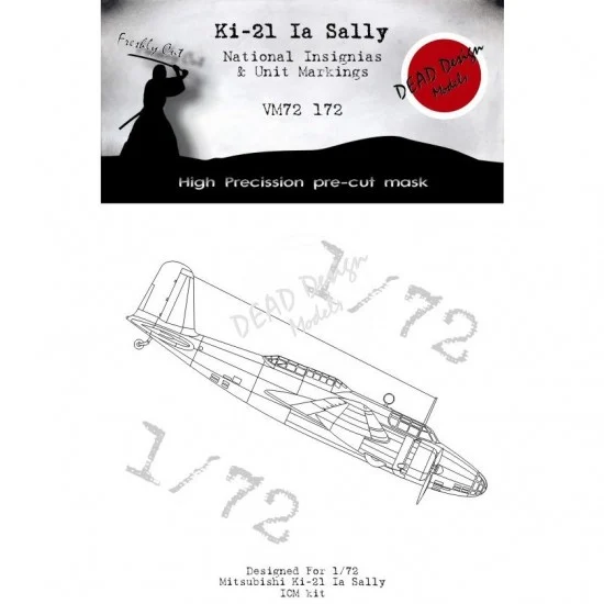 DEAD Design VM72172 1/72 Mitsubishi Ki-21 Ia Sally National Insignias & Markings Masking for ICM kits