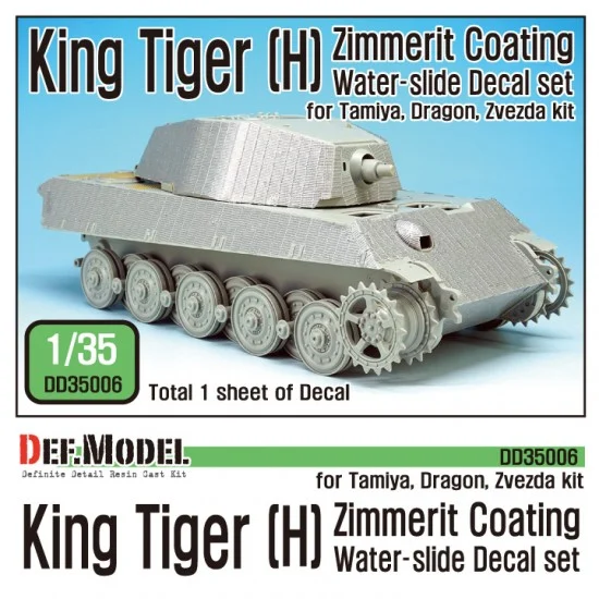 DEF DD35006 1/35 German King Tiger (Henschel) Zimmerit Coating Decals Set for Dragon/Tamiya/Zvezda - Military Vehicles & Tanks