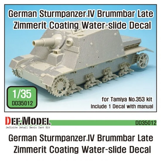 DEF DD35012 1/35 German Sturmpanzer.IV Brummbar (late) Zimmerit Decal set for Tamiya kit #35353 - Military Vehicles & Tanks