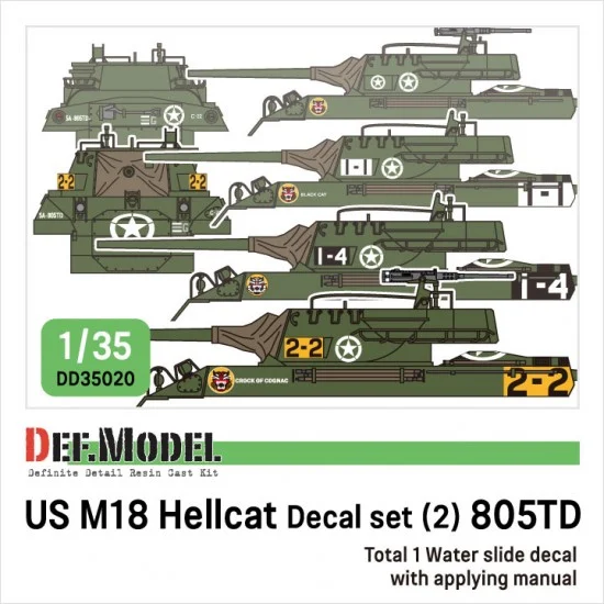 DEF DD35020 1/35 WWII US M18 Hellcat 805TD Decal set - Military Vehicles & Tanks