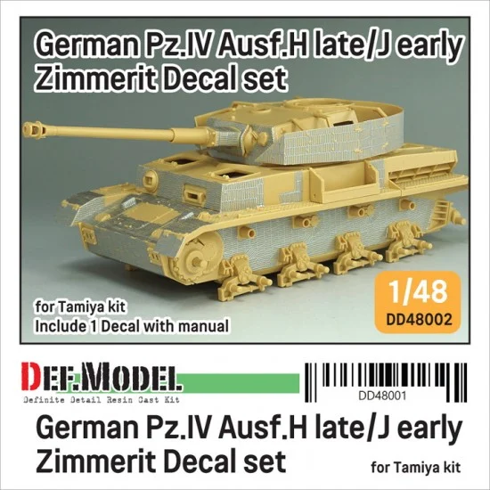 DEF DD48002 1/48 WWII PZ.IV Ausf.H/J Zimmerit Decal set for Academy/Dragon kit - Military Vehicles & Tanks