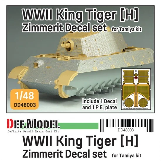 DEF DD48003 1/48 WWII King Tiger (H) Zimmerit Decal set with Engiine Grill PE for Tamiya kit - Military Vehicles & Tanks