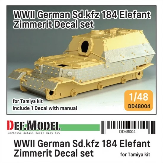 DEF DD48004 1/48 WWII German Elefand Zimmerit Coating Decal Set for Tamiya Kit - Military Vehicles & Tanks