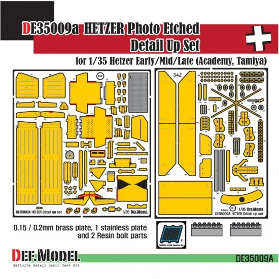 DEF DE35009A 1/35 Hetzer (Jagdpanzer 38) Detail-up set Early/Mid/Late for Academy/Tamiya kits