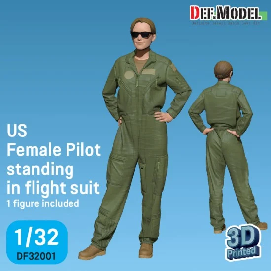 DEF DF32001 1/32 US A-10 Female Pilot Standing in Flight Suit (3d Printed kit)