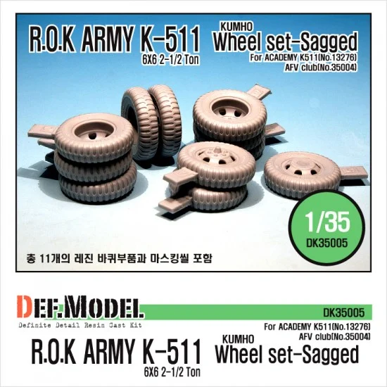 DEF DK35005 1/35 ROK K511/A1 Sagged Wheel set w/Paint Masks for Academy/AFV Club M35 kits - Military Vehicles & Tanks