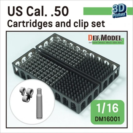 DEF DM16001 1/16 US Cal. .50 Cartridges and Clip set (over 120pcs each, 3D printed) - Military Vehicles & Tanks